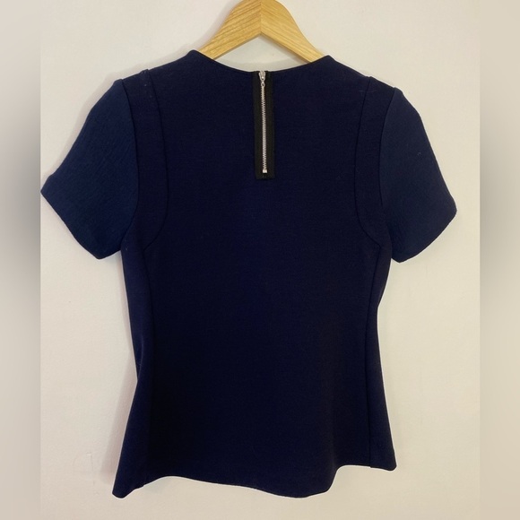 Rebecca Taylor Navy Scuba Jewel Collar Top - Picture 3 of 7